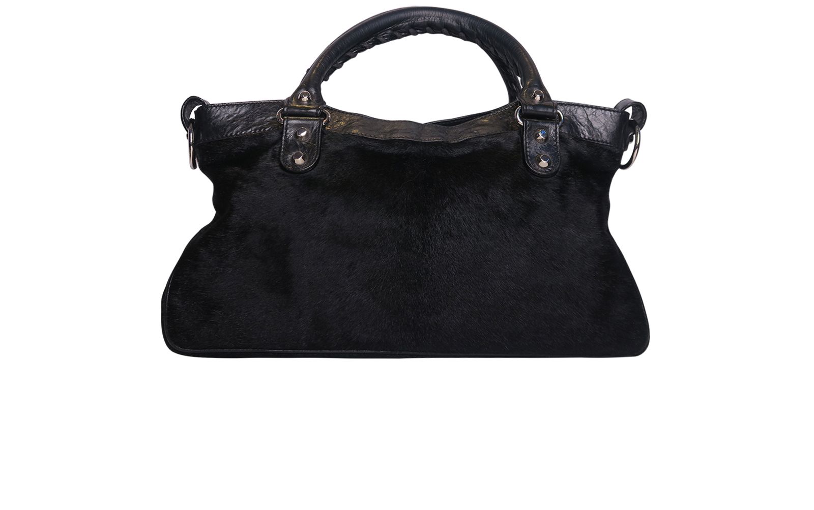 Chevre Classic Hardware First Shoulder Bag, &pound;520, Handbags, Black, Lace/Pony / Calfhair, Back view